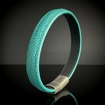Crivellaro  Bracelet Galuchat poncé turquoise 3