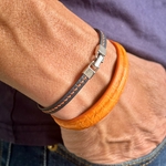 Crivellaro bracelet fin cuir couture sellier Orange 1 tour V2