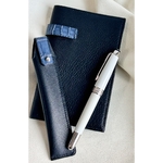 Crivellaro Etui Stylo Cuir Noir Croco Bleu 1