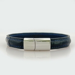 Crivellaro bracelet couture bleu croco noir fermoir acier brillant