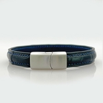 Crivellaro bracelet couture bleu croco noir fermoir acier brossé