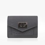 Portefeuille compact cuir noir croco Crivellaro-Paris