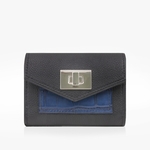 Portefeuille compact cuir noir croco Bleu Crivellaro-Paris