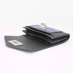 Portefeuille compact cuir noir croco Bleu Crivellaro-Paris 3