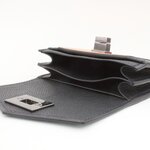 Portefeuille compact cuir noir croco orange Crivellaro-Paris 2