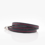Crivellaro bracelet fin cuir couture sellier 3 tours Rouge V1