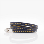 Crivellaro bracelet fin cuir couture sellier 3 tours Jaune V1