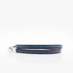Crivellaro bracelet fin cuir couture sellier 2 tours bleu clair V1
