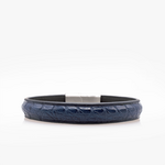 205 Crivellaro Bracelet Cuir Croco Bleu Foncé Flanc