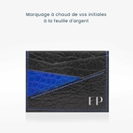 360 Porte cartes prisma cuir bubble noir croco bleu 2