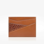 361 Porte cartes prisma cuir lisse marron croco