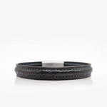 366 Bracelet croco noir couture Bleu ciel Crivellaro