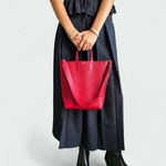 Sac cabas cuir rouge Crivellaro Femme 1