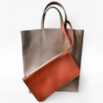 Crivellaro Pochette Sac Cuir Grainé marron camel attaché