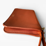 Crivellaro Pochette Sac Cuir Grainé marron camel soufflet