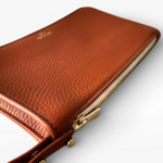 Crivellaro Pochette Sac Cuir Grainé marron camel zip