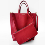 Crivellaro Pochette Sac Cuir Grainé rouge attaché