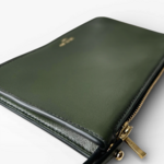 Crivellaro Pochette Sac Cuir vert kaki soufflet
