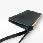 Crivellaro Pochette Sac Cuir Grainé bleu marine soufflet
