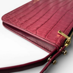 Crivellaro Pochette Sac Cuir crocodile bordeaux soufflet