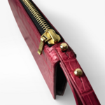 Crivellaro Pochette Sac Cuir crocodile bordeaux zip