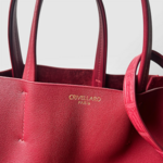 Crivellaro cabas cuir bordeaux zoom logo pochette
