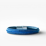 384Crivellaro bracelet croco bleu couture blanche