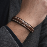 385Crivellaro bracelet croco Marron couture blanche homme