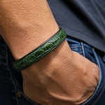 119 Crivellaro Bracelet Cuir crocodile  vert poignet