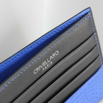 390 Portefeuille classique cuir noir bleu vif logo Crivellaro-Paris