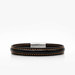 309 Crivellaro Bracelet Cuir Croco Noir Couture Orange