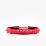 237 Crivellaro Bracelet Cuir Croco Rouge Couture Blanche