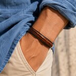 392 Bracelet croco marron 19cm Homme