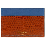 Crivellaro-portes-cartes-SLIM-Lezard-Marron-bleu-1