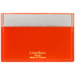 Crivellaro Porte carte slim-bubble blanc cuir orange