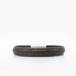 Gkmamrg Bracelet homme en cuir véritable tressé avec symbole de l'infini bracelet noir avec bracelet 21 cm, 21cm
