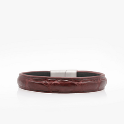 Bracelet Cuir Crocodile Véritable Rose 19mm - Artisanal, Boucle, Unisexe, Fait Main En Italie