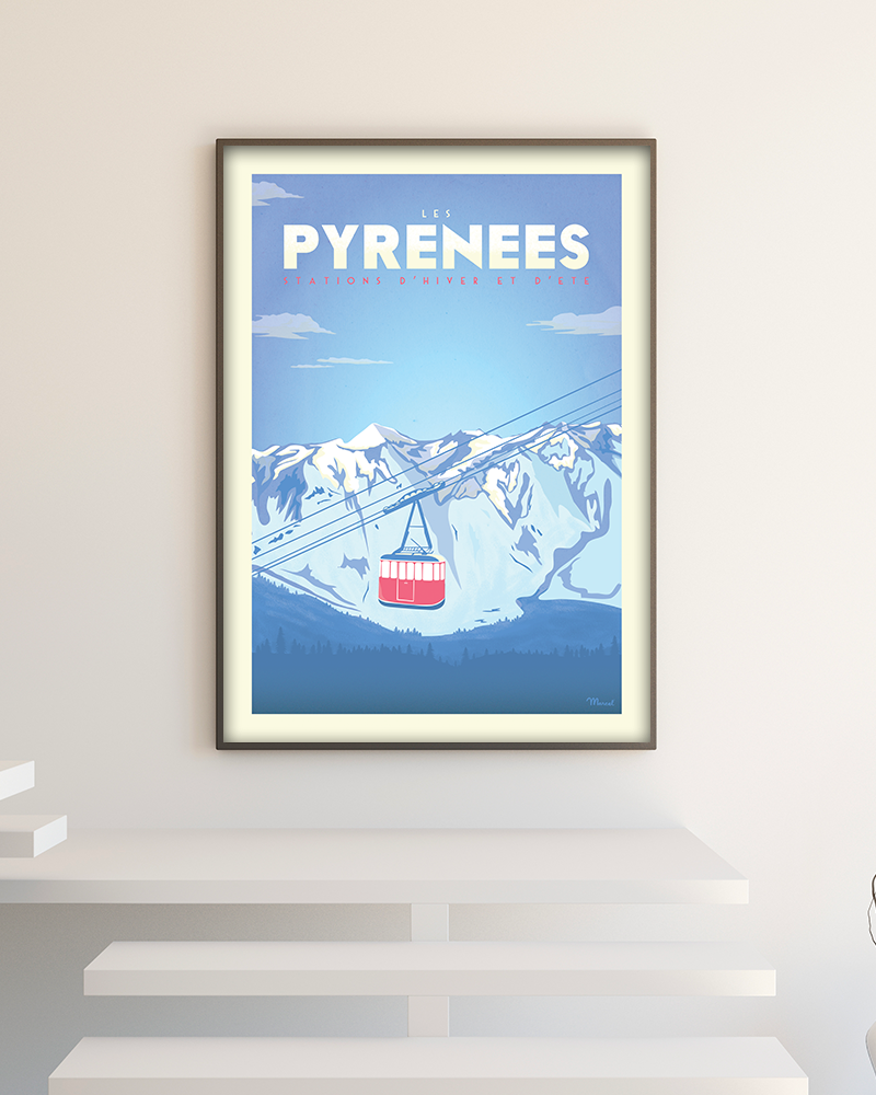 Affiche Pyrénées Téléphérique