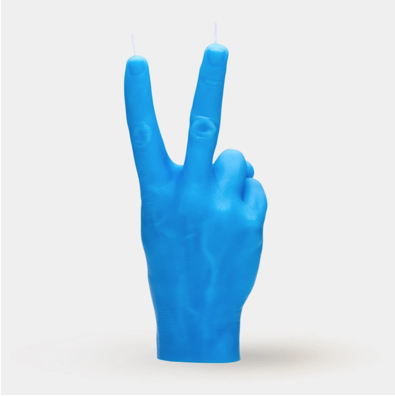 CANDLE HAND PEACE BLUE