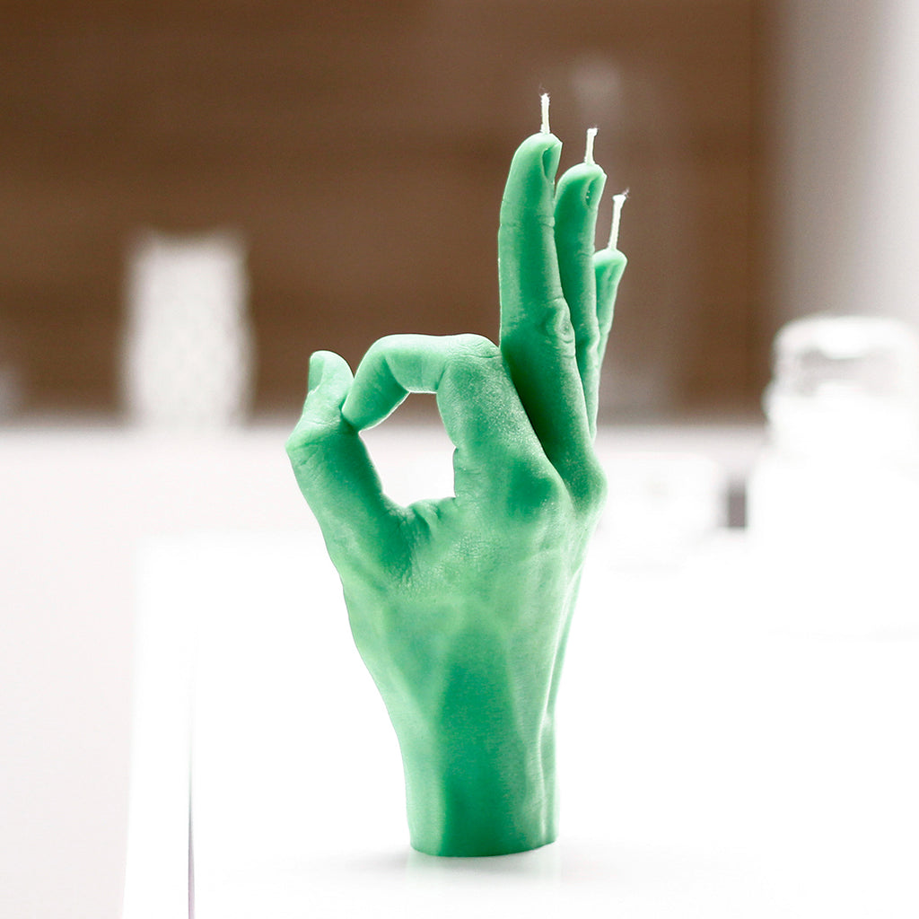 CANDLE HAND VERTE