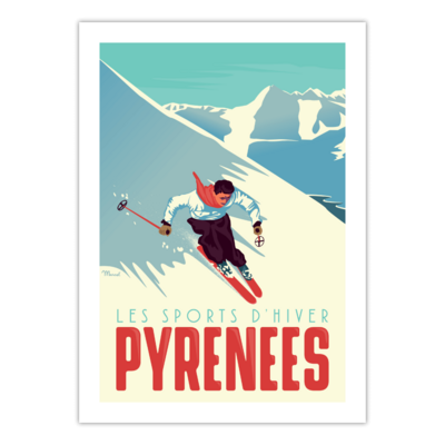Affiche Pyrénées "Le Skieur"
