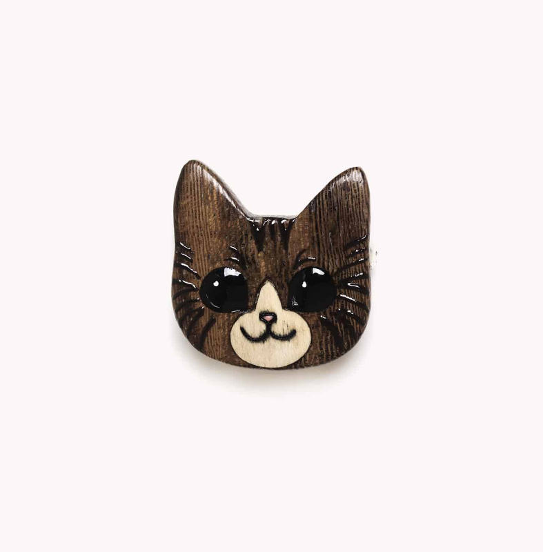 Broche Le Chat - Chat gris grands yeux
