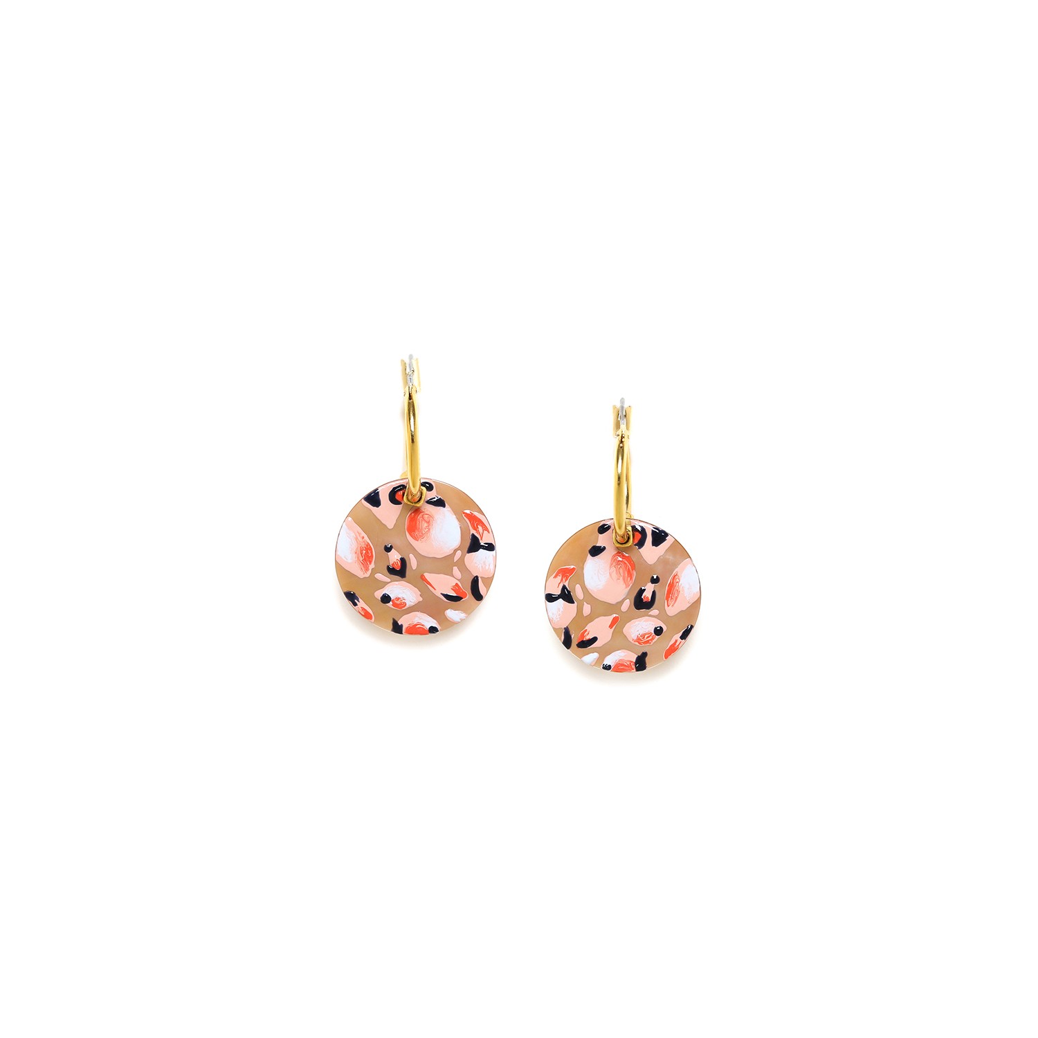 Boucles d\'oreilles Leona - Créoles nacre émaillée