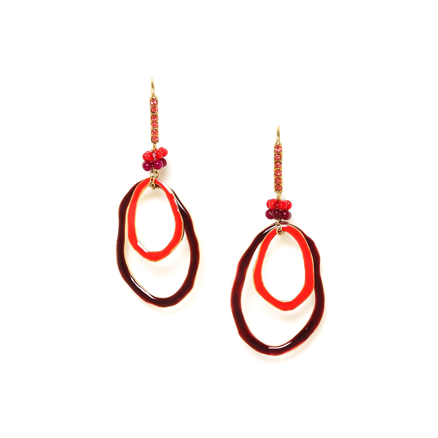 Boucles d\'oreilles Allegra - Crochets strassés rouge