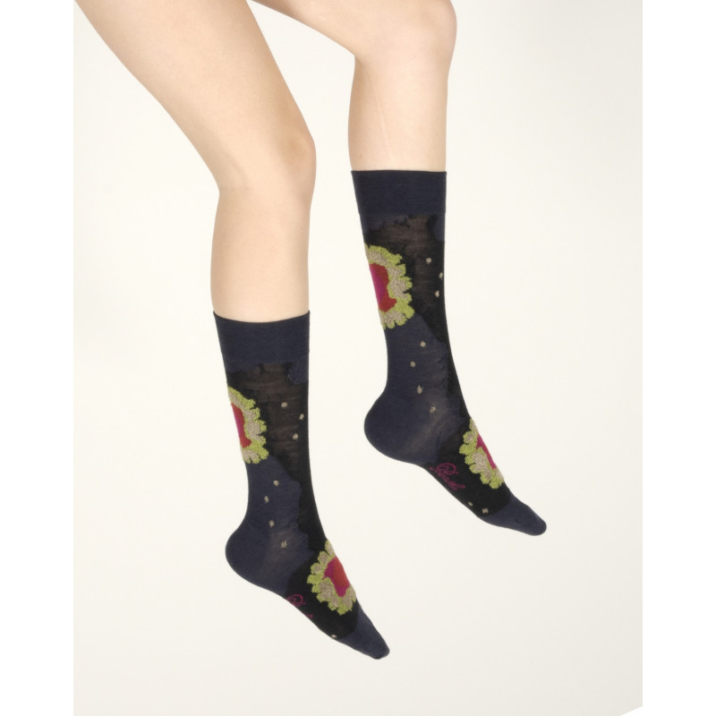 chaussettes-femme-laine-peignee-nenuphar