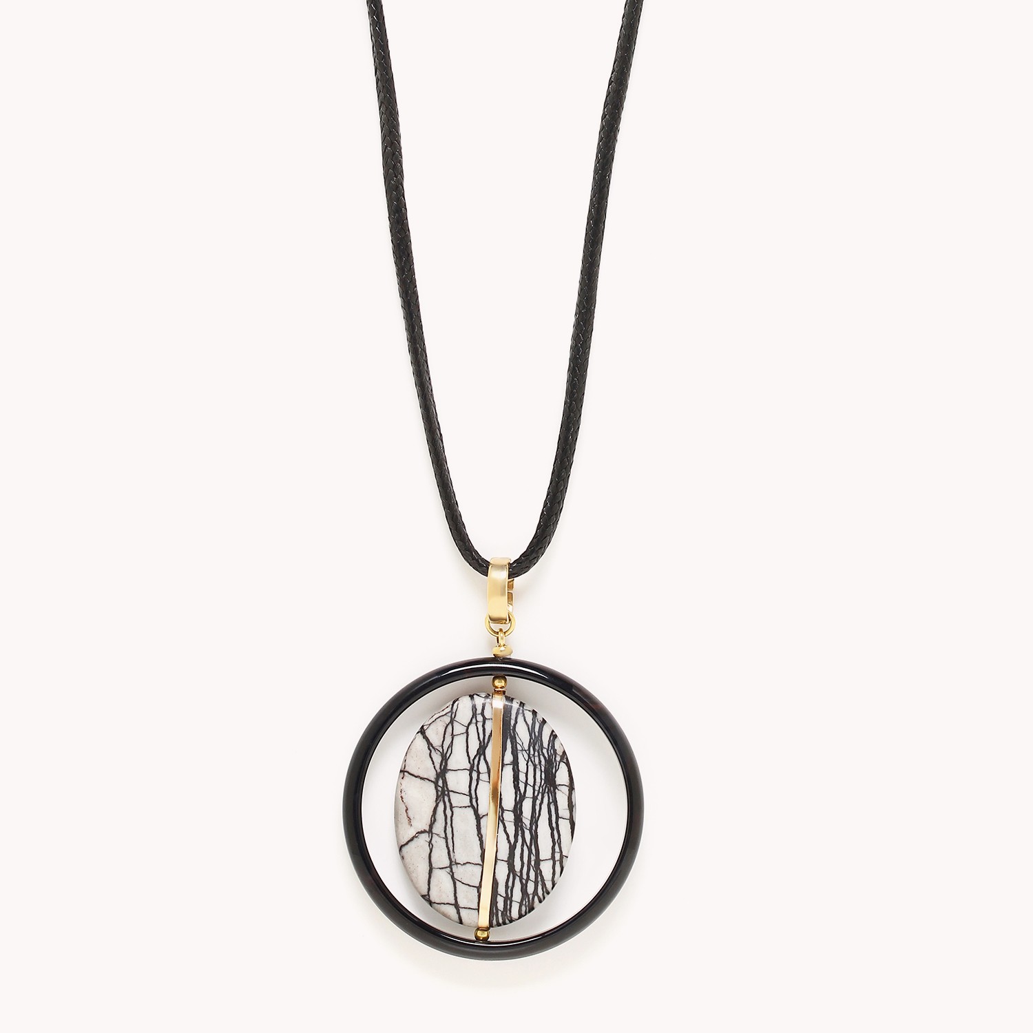 Collier long pendentif Jaspe Web - Berlin