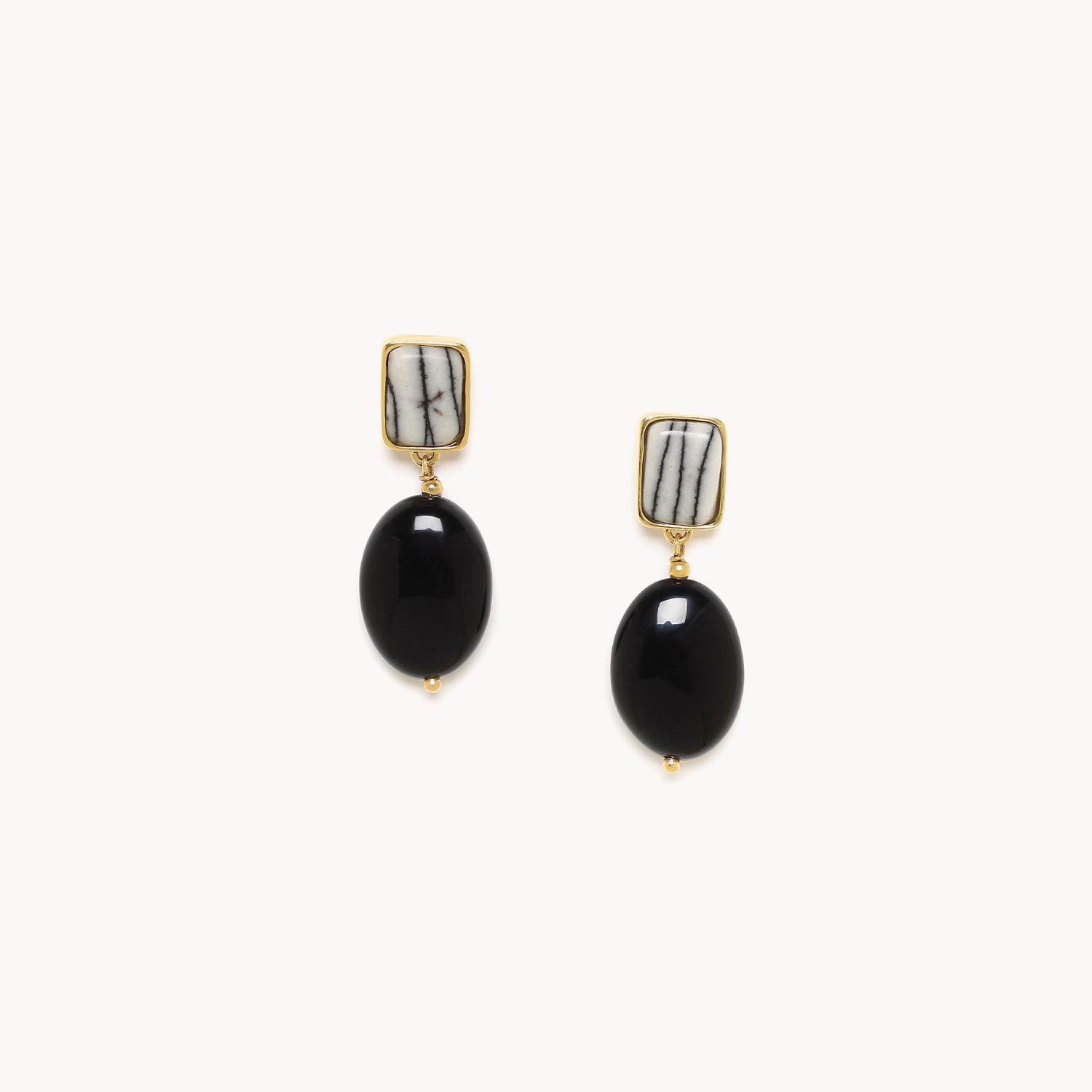 Boucles d\'oreilles pendant onyx oval - Berlin