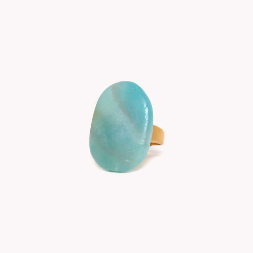 Bague ajustable amazonite ovale - HONOLULU