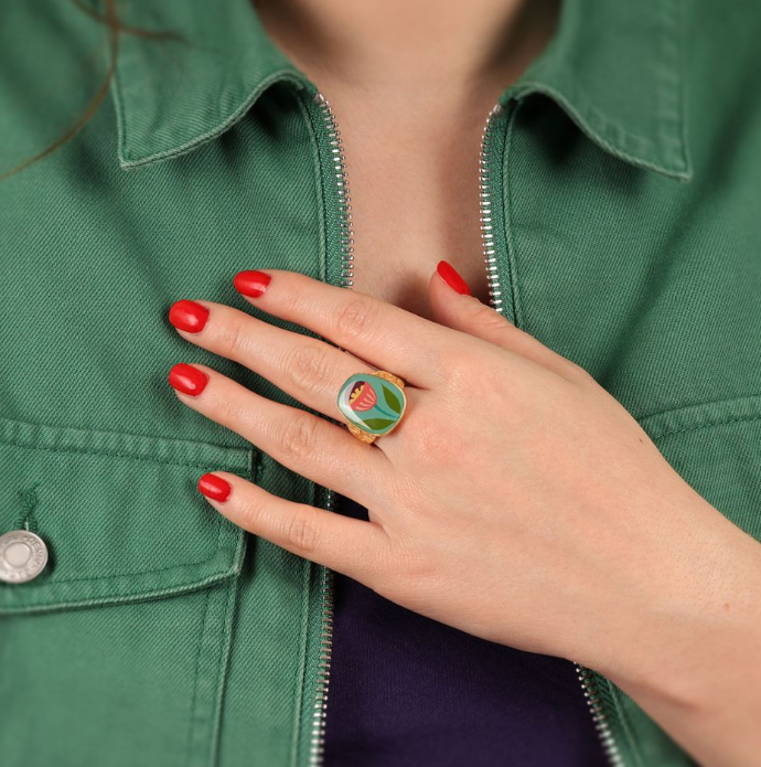 Bague Jeu de l\'oie - Doré bleu