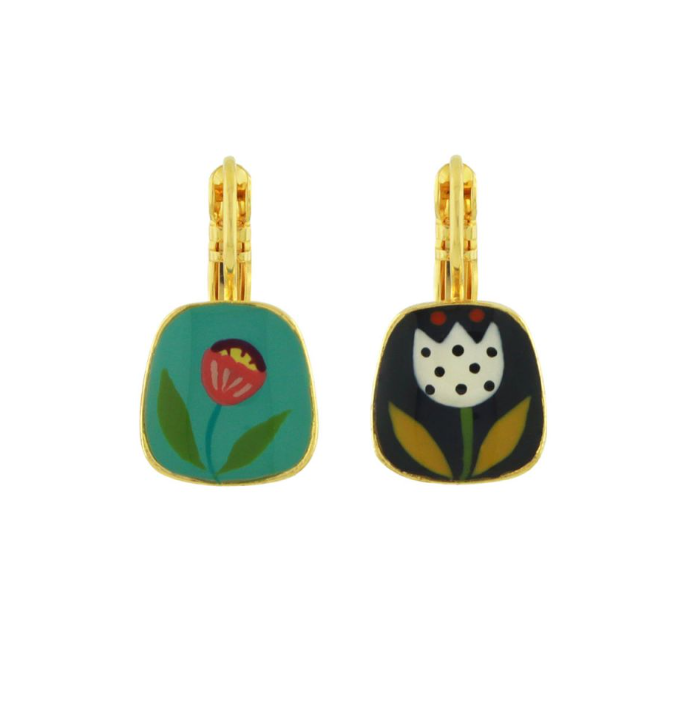Boucles d\'oreilles dormeuses Jeu de l\'oie petit modèle - Doré multicolore